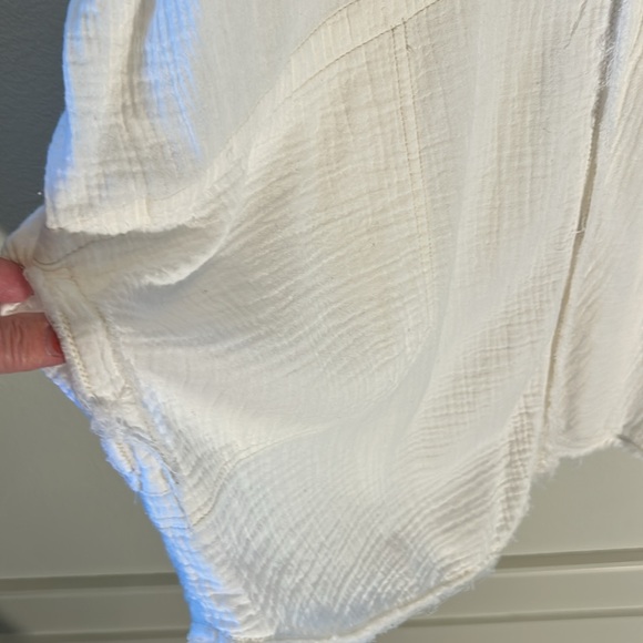 WE THE FREE fabulous boho tunic shirt EUC in Size XL Ivory gauze-y button down - Picture 11 of 13